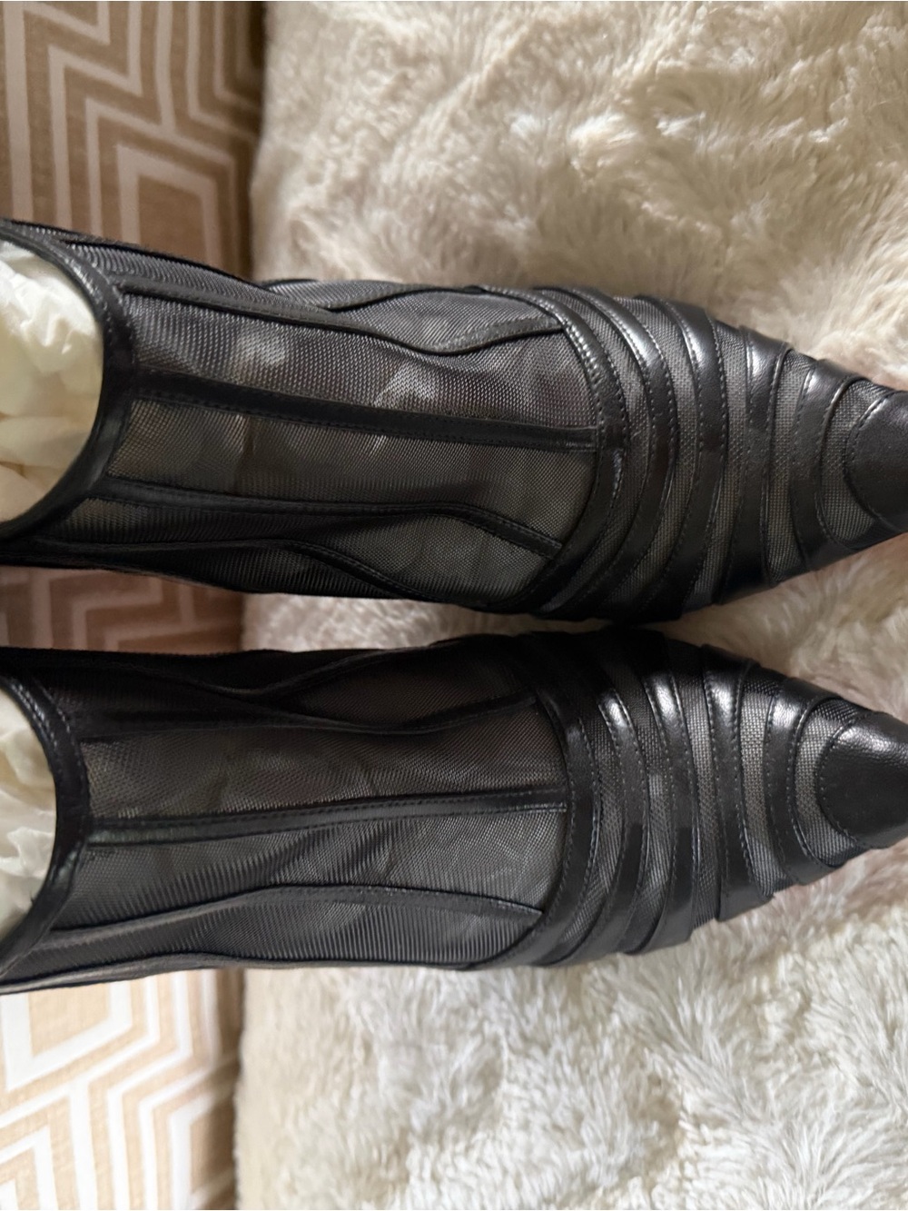 Christian Louboutin Black Sheer Pointed Toe Booties